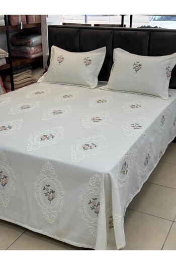 BERRY Ottoman Embroidered Pique Set 260/260 cm Pink Flower