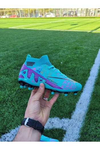stilfest Lace-Up Football Boots Kids/Boys Turquoise Purple Football Boots