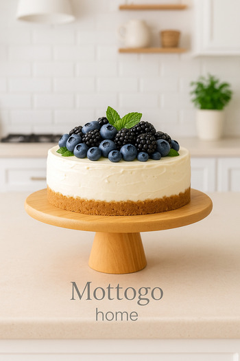 Mottogo Natural Bamboo Round Cake & Cake Stand Pedestal Presentation Stand 31 cm Diameter