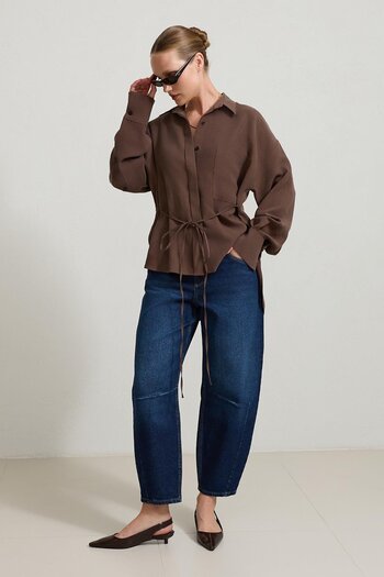 Setre Brown Waist Belt and Pocket Detailed Shirt
