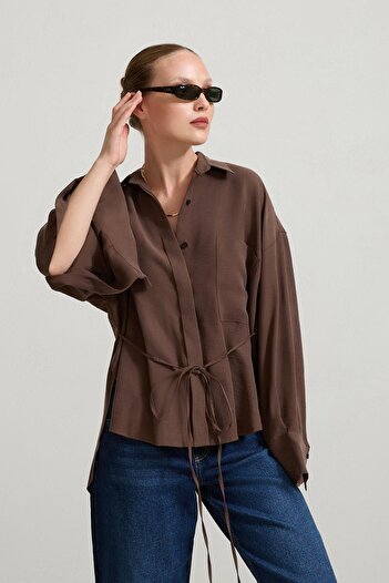 Setre Brown Waist Belt and Pocket Detailed Shirt
