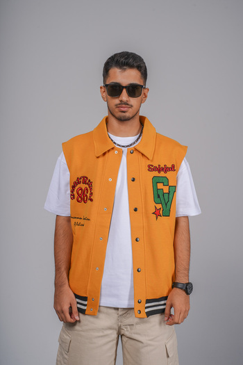 Butik Shirt Collar Snap Closure Oversize Vest