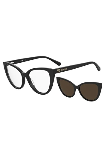 Love Moschino Clip-on eyeglasses frames for women Love Moschino MOL066/CS 807/70, Plastic, Black, 54 mm