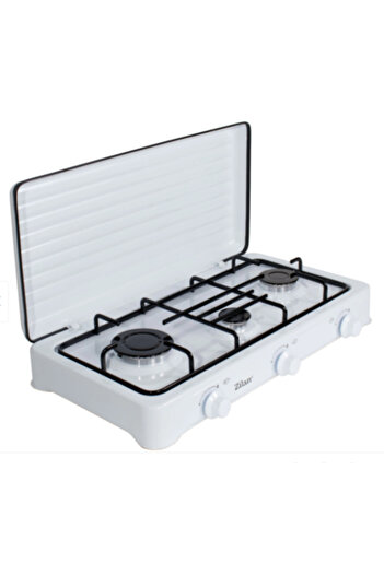 Zilan 3-burner gas stove ZLN-0032, white color, use only LPG cylinder,