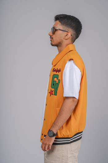 Butik Shirt Collar Snap Closure Oversize Vest