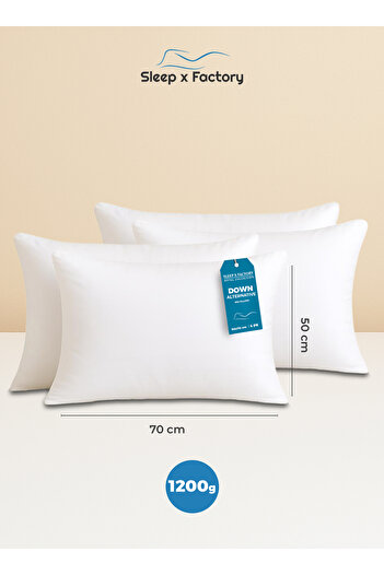 Sleep x Factory Premium Cotton Hotel Pillows – 4-Pack – Microfiber Fill – 1200g – Ultra Soft & Supportive