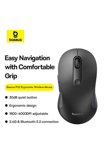 Baseus Mouse wireless Bluetooth pentru laptop F02, 2.4G, negru