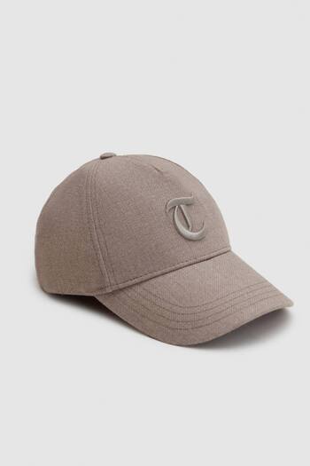 Twn Beige Plain Wool Blend Hat