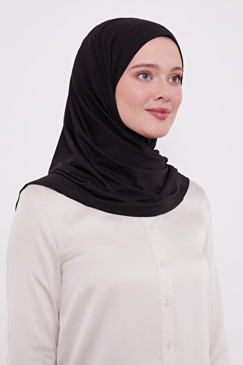 ihvan online Ready-To-Wear Practical Snap Hijab Hijab Bonnet with Shawl Look - Black Color
