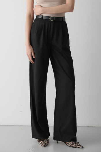 My Blog Black Idol Belted Palazzo Pants - 3510