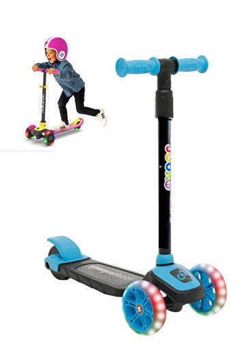 İMVULA Children's Scooter Led Lighted 3 Wheel Height Adjustable Twist Scooter