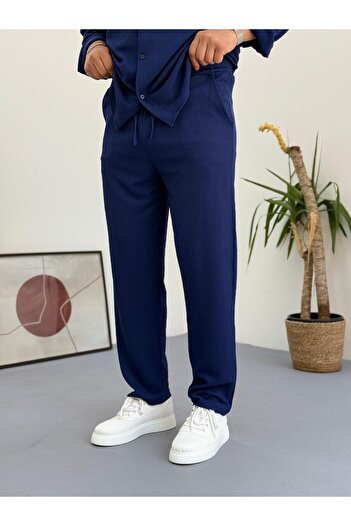 Baycombine35 Unisex Relaxed Fit Wrinkle Crinkle Fabric Trousers