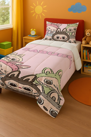 Viadela Labubu Plain Single Quilt and Pillowcase