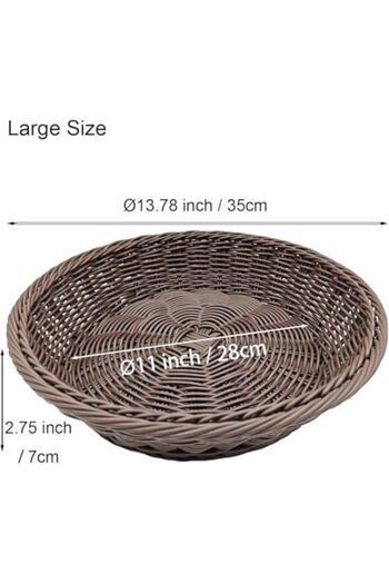 genric FFD Wicker Basket for Fruits & Bread – Round Stackable Fruit Bowl, Lightweight Rattan Basket