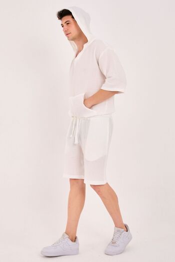 RELAXL 2Xs-10Xl Size Option 100% Cotton Muslin Fabric Ecru Shorts