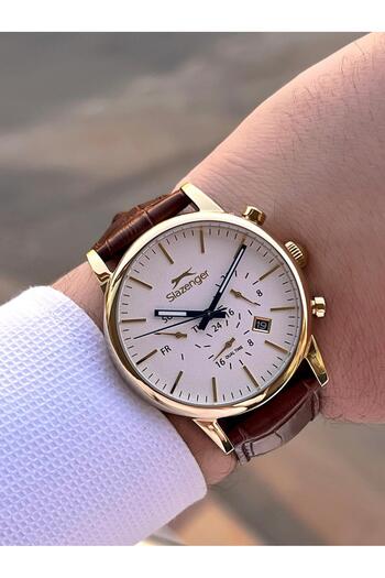 Slazenger Leather Cord Inside Functions Active 10 Atm Water Resistant Men's Wristwatch Esl.09.2481.2.06