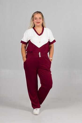 Truva XXL Lycra Combed Cotton Burgundy White Tracksuit Set for Energetic Days