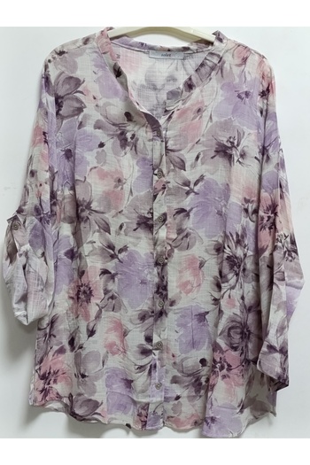 AKŞEN GİYİM Plus Size 100% Cotton Imported Linen Fabric Foldable Sleeves Pattern Shirt