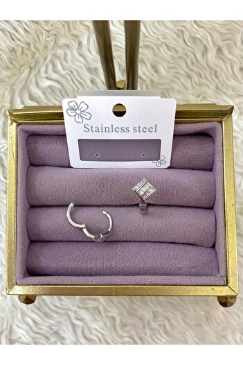 BY YASİN TOPÇU Square Design Stone Earrings