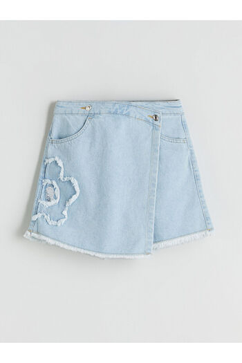 LC Waikiki Lcw Kids Blue Floral Girl Jean Shorts Skirt