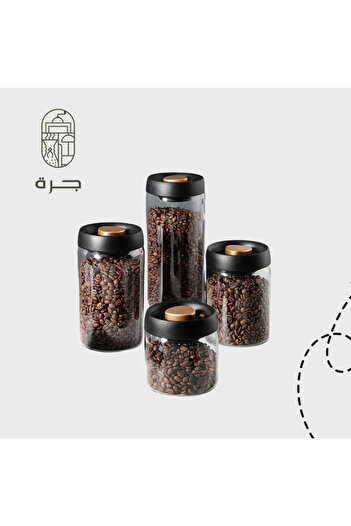 Solaf Clear Glass Jar for Storing Coffee Beans, Grains and Spices with Airtight Lid Medium Capacity Storage Jar