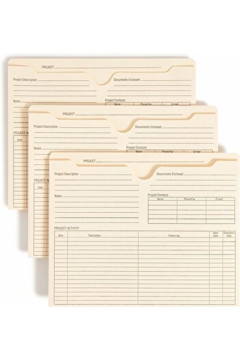 STOREMAX Snshop Project File Jacket, Reinforced Straight Cut Tab, Pre-Printed Front, Back and Se