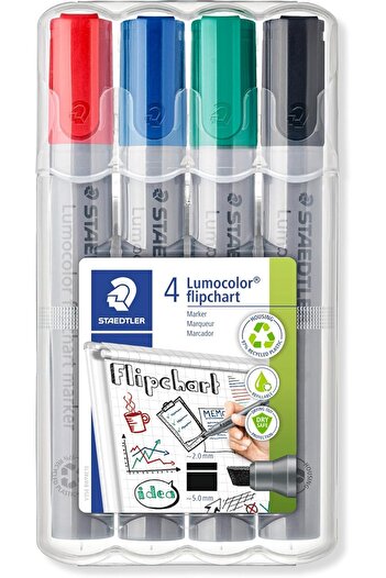 STOREMAX قلم تحديد للوح الفلاش snShop 356 B Wp4 Lumocolor برأس مقطوع، 4 قطع 467437