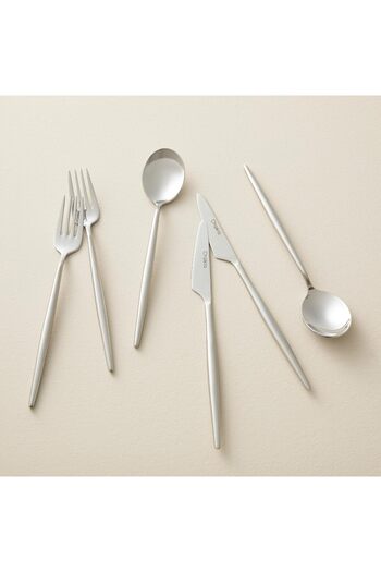 STOREMAX Sellbuyst Elina 18 Piece Dessert Fork Spoon Knife Set Semi Matte Silver Trendy 266450