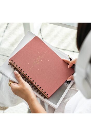 STOREMAX Snshop A5 Spiral Bound Hardcover Linen Dotted Undated Notebook Pink 467437
