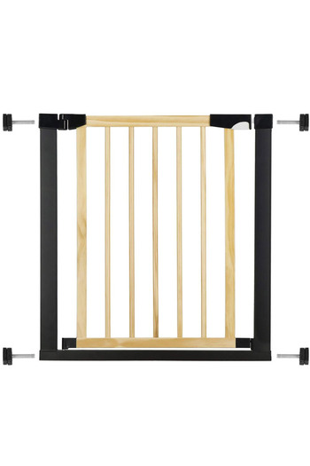 SERSIMO Safety Gate for stairs, adjustable, made of wood with steel structure, 75-82cm, black brown
