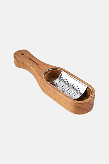 Catherine Malandrino Cheese Grater With Acacia Wood Base, Silver