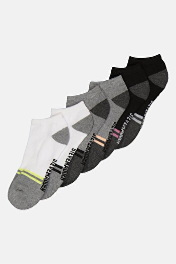 Steve Madden Women 6 Pairs Brand Logo Rib Low Cuts Socks, Multicolor