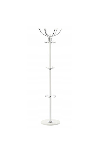 SERSIMO Metal hallway coat rack 178 cm, 16 hooks, minimalist design, white