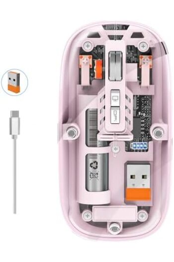 O Ozone Bluetooth Wireless Mouse | Transparent Magnetic Mouse Triple Mode | Pink
