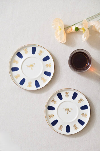 tabakevi Tabak Evi Porselen Acem Zade Lacivert Çay Tabağı 12,5cm 2 li