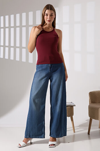 Endies Slim Fit Slim Fit Back Strap U Neck Strap Basic Body Women's Tank Top 22064 Claret Red