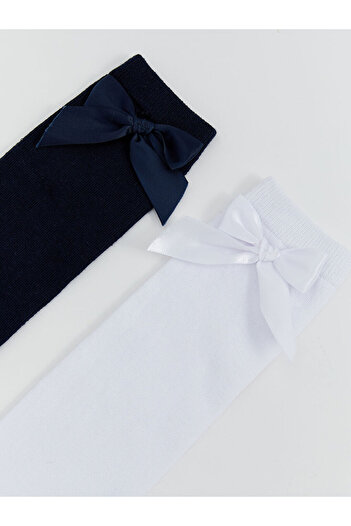 LC Waikiki Create Your Style from Uzg Store |   Bow Detailed Girl's Knee High Socks 2-Piece