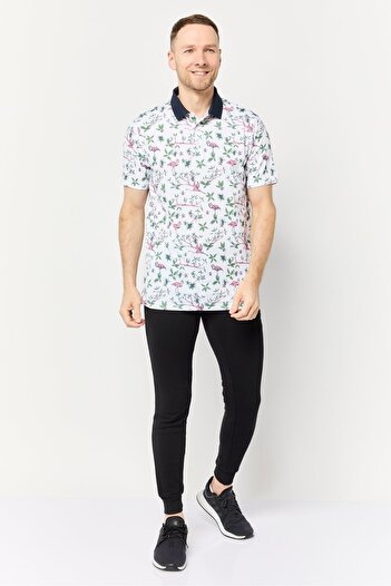 Puma Men Sportswear Fit Allover Print Short Sleeves Outdoor Polo Shirt, White