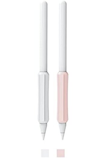 O Ozone Apple Pencil 2nd Gen /1st Silicone Grip Holder |For Magnetic Charging and Double Tap | White & Pink