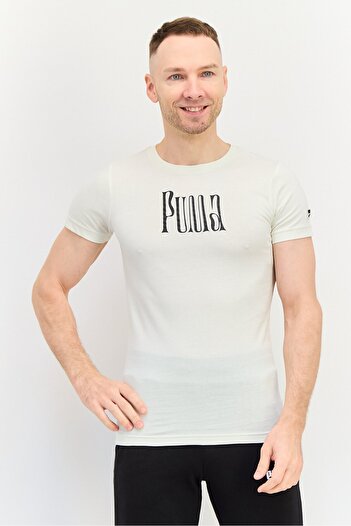 Puma Men Sportswear Fit Short Sleeves Outdoor T-Shirt, Ivory