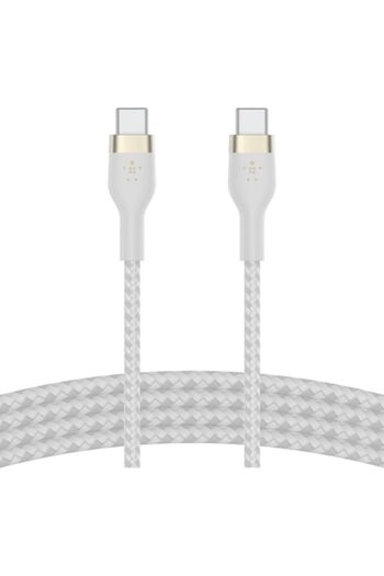 Belkin BOOST CHARGE PRO Flex USB-C to USB-C 2.0 Cable, Braided Silicone, 2M, White