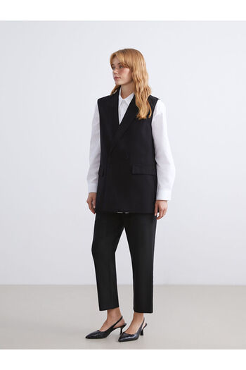 LC Waikiki Black Elastic Waist Carrot Cut Women's Trousers