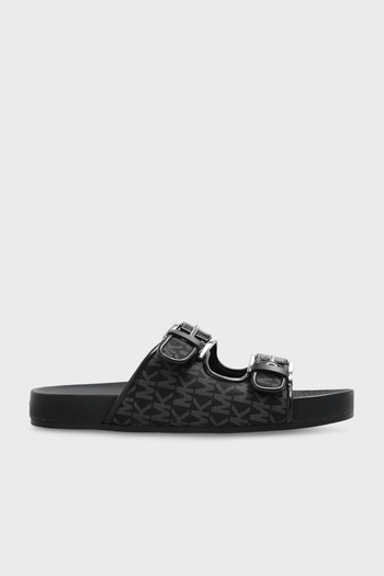 Michael Kors Logo Printed Double Strap Belted Slippers 40T5Byfs1D001 Slippers 40T5Byfs1D 001