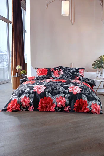 FAVORA Vella Dream Premium Cotton Satin Duvet Cover Set - Red