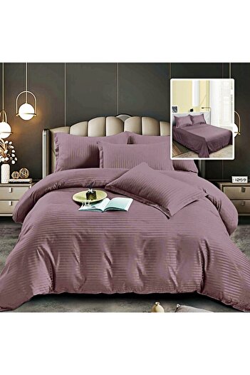 PATONE Damask Polycotton Bed Linen, Purple, 4 Pieces, for Double Bed