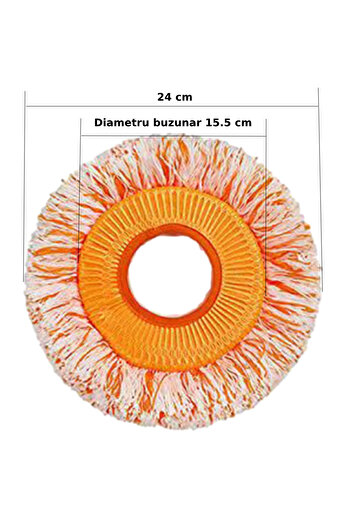 PAA-home Set of 2 orange mop refills, for rotating head diameter 16 cm, mop outer diameter 24 cm