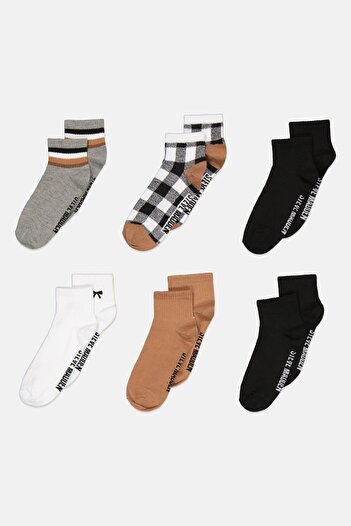 Steve Madden Women 6 Pairs Brand Logo Quarters Socks, Multicolor