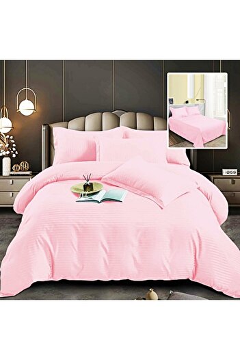 PATONE Damask Polycotton Bed Linen, Pink, 4 Pieces, for Double Bed
