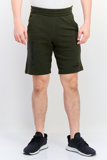 Puma Men Regular Fit Brand Logo Outdoor Shorts, Army Green