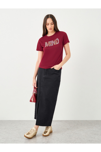 Styli Women Red Slogan Print T-Shirt